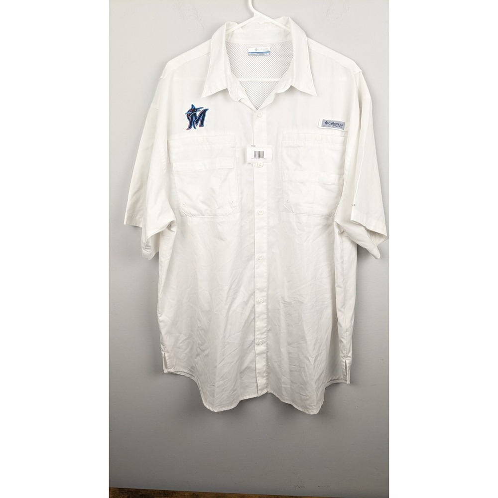 Columbia PFG XL Omni‑Shade White Marlins Fishing Shirt – UPF Outdoor Tee‎